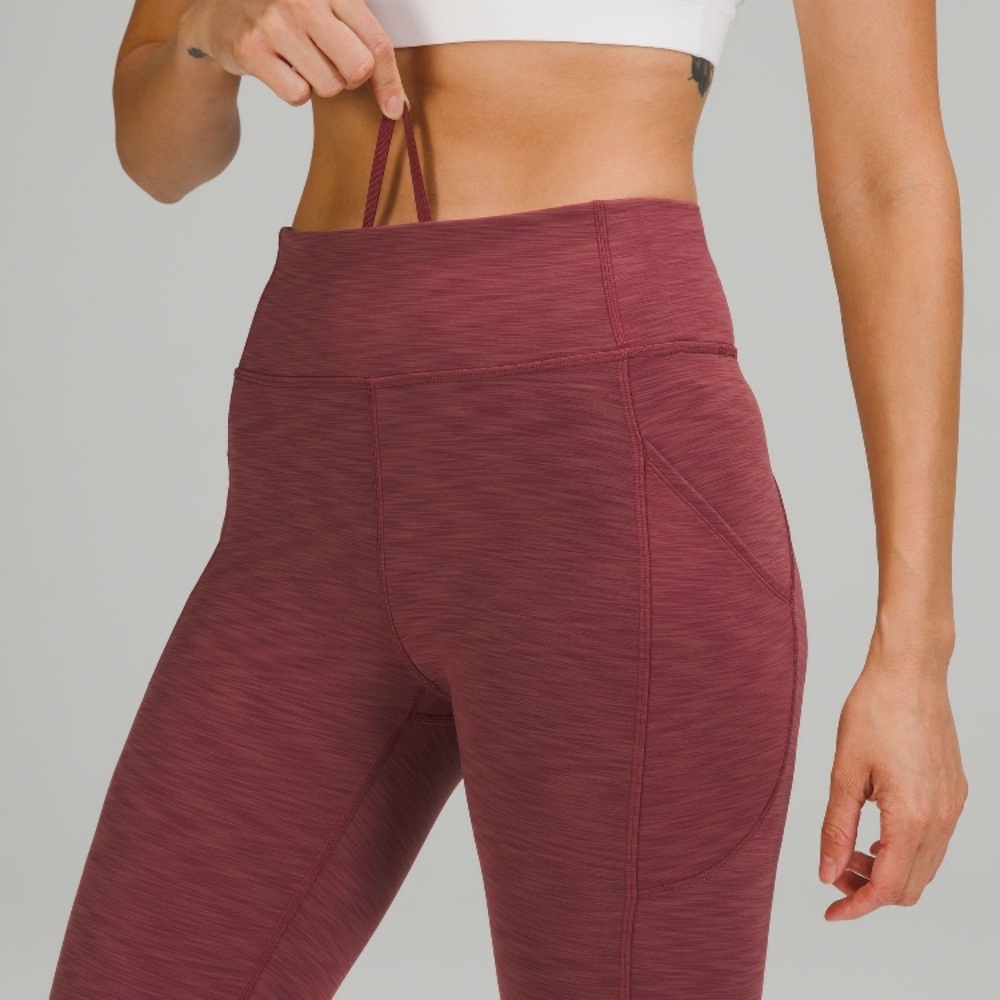 🎈Lululemon Invigorate tights 25” (7/8) Heathered Mulled Wine Red 4 - Picture 5 of 14